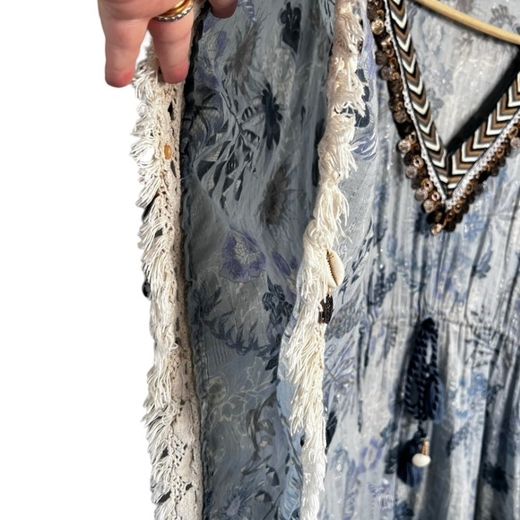 Gipsy Queen Paris Boho Embroidered Tassel Kaftan Tunic Dress 100% Cotton Boho - Picture 6 of 16